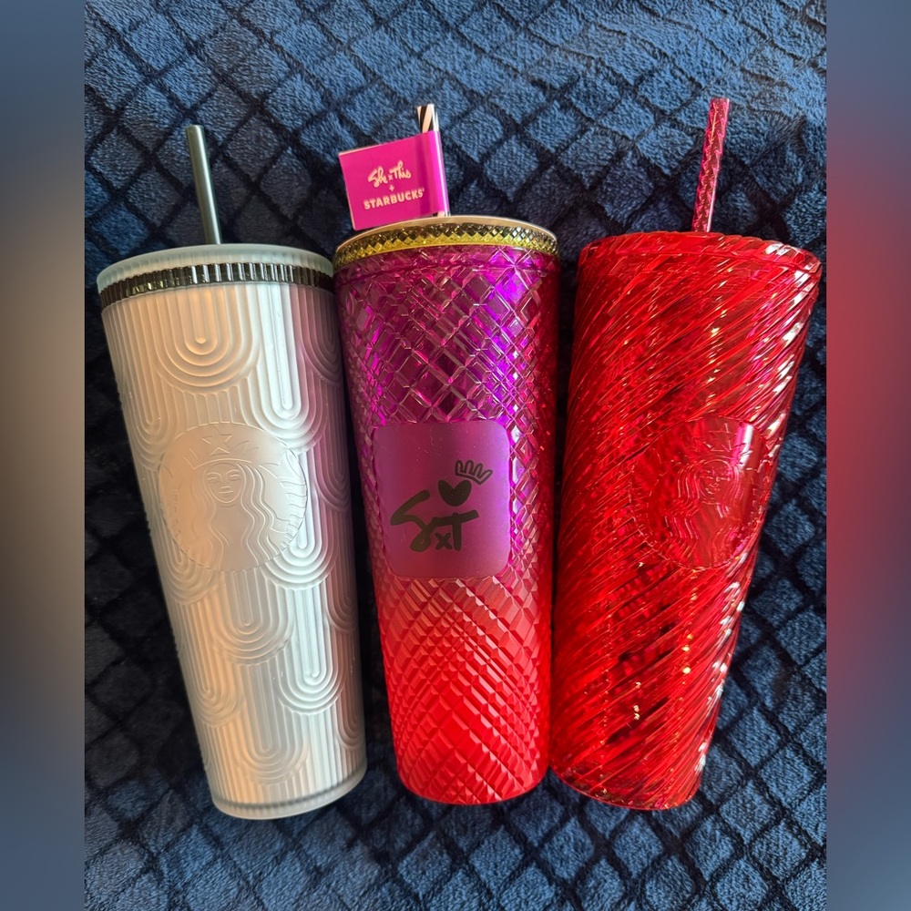 Lot New NWT Starbucks Venti Collectible Tumblers She This, Red Wave, Siren Green
